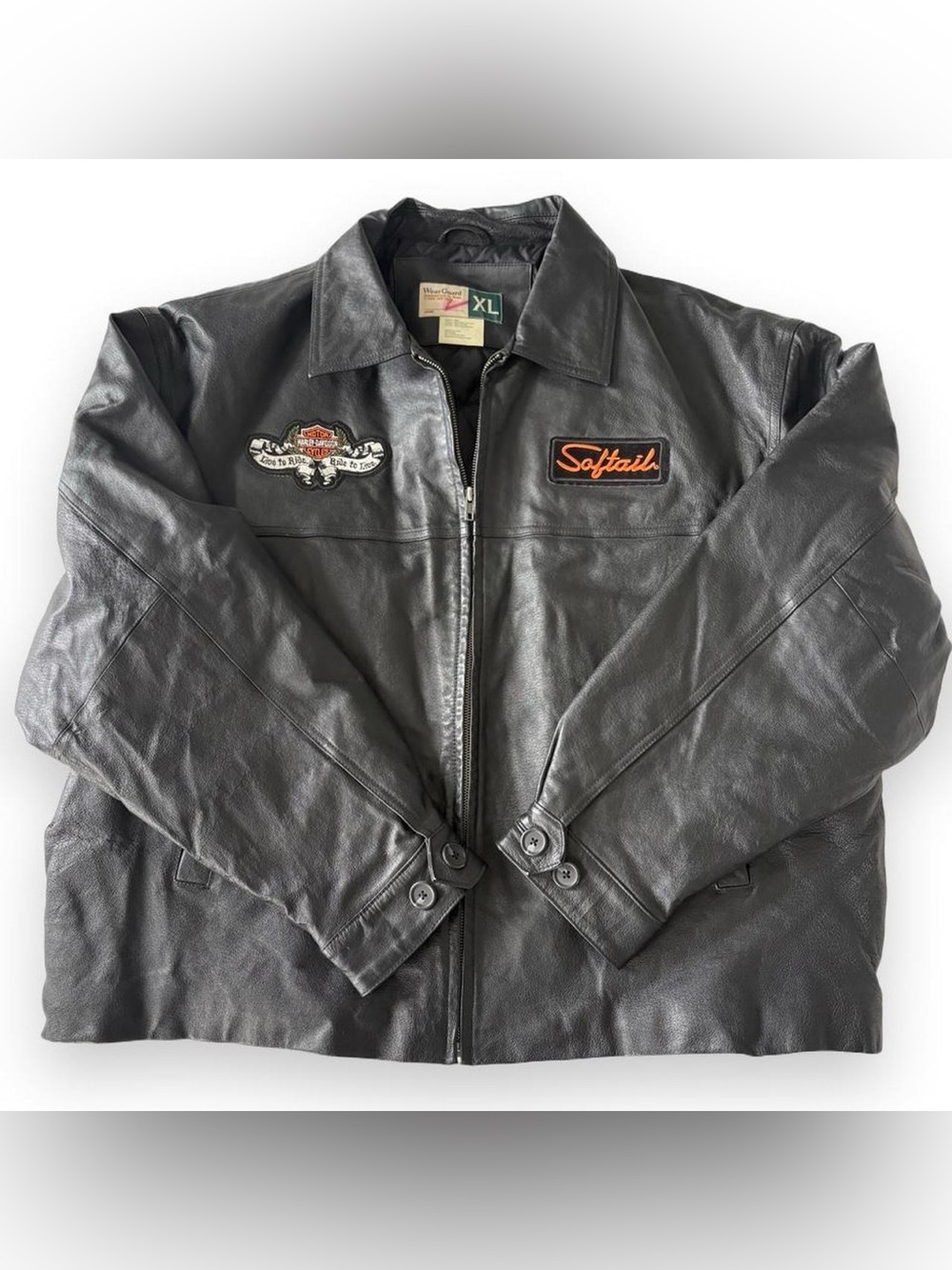 ✴️ RARE Harley Davidson Softail Genuine Black Leather Jacket Men's XL Never Worn